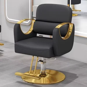 Modern Durable Metal Hydraulic Salon Styling Barber Chair Leather Seat 360 Degree Swivel Height Adjustable Black for