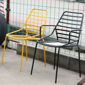 Modern Durable Metal Restaurant Dining Kitchen Use Iron Frame Stackable Outdoor Indoor Patio Wire Chair