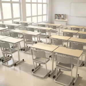 Modern Durable Metal School Furniture Customized Single Student Desk and Chair Set Ergonomic Bedroom Table