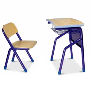 Modern Durable Metal+Plywood School Classroom Primary Middle School Design Student Desk Single Desk and Chair Set