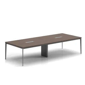 Modern Durable Oblong Conference Table with Panel and Melamine Top for Commercial Office Meeting Rooms
