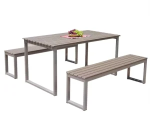 Modern Durable Outdoor Wooden Backless Bench Seat with Metal Frame Water Resistant for Park Garden Patio Outdoor Furniture