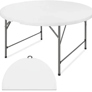 Modern Durable Plastic Folding Dining Table White Outdoor Furniture for Event Banquet Catering Party Garden Hotel
