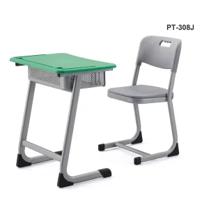 Modern Durable Plastic and Steel School Student Desk and Chair Set PT-308J