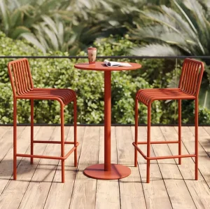 Modern Durable Restaurant Furniture Iron Aluminium High Bar Tables and Chairs Set for Outdoor Use in Cafes Restaurants Malls