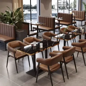 Modern Durable Restaurant Furniture Sets Cafe Hotel Booth Seating Sofa Metal Dining Tables and Chairs Set