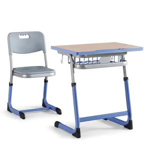 Modern Durable School Desk and Chair Set with Metal Plywood Construction for Classroom Use
