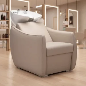 Modern Durable Shampoo Bed Hair Salon Beauty Salon Beige Shampoo Chair Salon Furniture Synthetic Leather