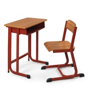 Modern Durable Single Student Desk and Chair Set for High School Classroom Furniture Wood and Metal Construction
