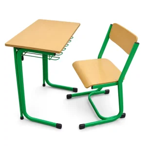 Modern Durable Single Student Desk and Chair for Primary and Middle School Classrooms with Wood and Metal Materials