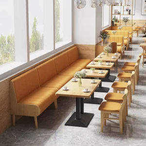 Modern Durable Solid Wood Leisure Table and Iron Frame Chair Set for Cafe Restaurant Commercial Spaces