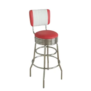 Modern Durable Steady Upholstered PU Leather Bar Stool with Metal Frame Counter Height for Restaurant Cafe Bistro Coffee Shop