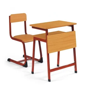 Modern Durable Study Reading Table Chair School Classroom Use Student Desk Single Desk and Chair Set Metal+Plywood