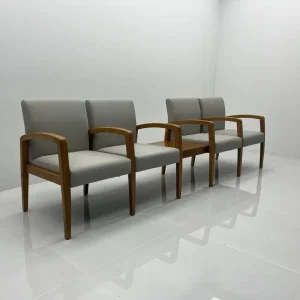 Modern Durable Waiting Area Wooden Metal Frame Leather Double Seats Hospital Public Waiting Room Airport Chair Barbershop