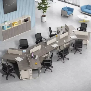 Modern Durable Wood Building Furniture Workstation Desk High Wall Office Table Cubicle Call Center File Drawer Storage