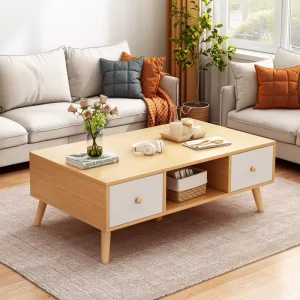 Modern Durable Wood Coffee Table for Living Room Apartment Small Space Rental Home Furniture