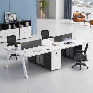 Modern Durable Wood Office Workstation Convertible Collaborative Desk with File Drawer Storage