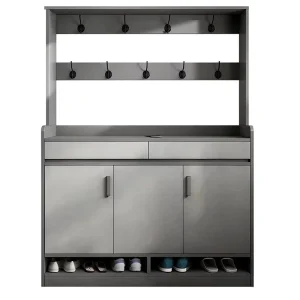 Modern Durable Wood Shoe Cabinet for Hotel & Home Use Large Capacity Storage Integrated Coat Shoe Racks Space Saving Design