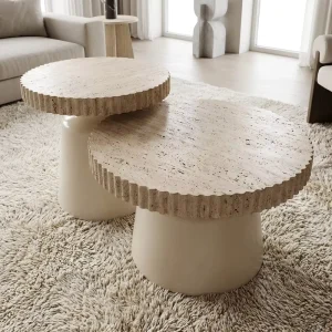 Modern Durable Wooden Coffee Table with Glossy Paint Easy to Clean Household Living Room Furniture Panel Style