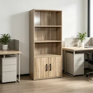 Modern Durable Wooden Floor Standing Tiered Bookshelf with Back Panel 1 Shelf for Living Room