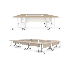 Modern Durable Wooden Foldable Training Table with Wheels for Schools and Offices