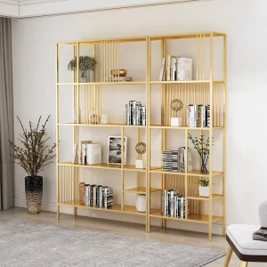 Modern Durable Wrought Iron Bookshelf with 8 Shelves Multi Layer Etagere Storage Rack for Living Room Bedroom Home Office Hotel