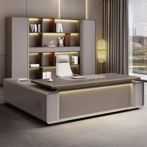Modern E0 Level Luxury Wooden L Shaped Executive Desk New Office Furniture Design for Home Boss CEO’s Office