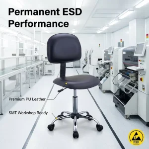Modern ESD Antistatic PU Leather Ergonomic Office Lab Chair Hospital Living Room Commercial Use Nylon Metal Industrial Cleanroom