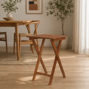 Modern Eco Friendly 100% Natural Wood Foldable Coffee Table with Storage Rack for Home Bar Living Room Office