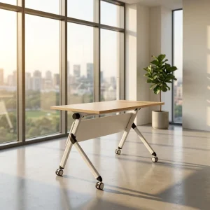 Modern Eco Friendly Adjustable Folding Training Table Steel Legs Rectangle Shape for Conference Training Rooms Office Furniture