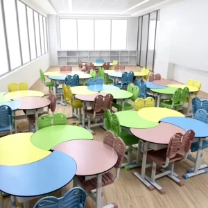 Modern Eco Friendly Durable Plastic Ergonomic Adjustable Height Children Study Desk and Chair Set for Classroom Use