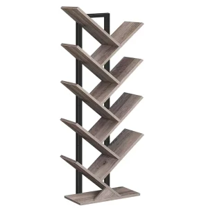 Modern Eco-Friendly Durable Portable Wood Living Room Storage Bookcase with Tree Shape Design and Single Etagere Shelf