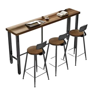 Modern Eco Friendly Leather Upholstered Square Wooden Table High Density Foam Metal Frame Four Seater Restaurant Bar Table Set