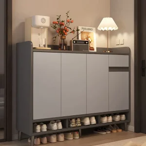 Modern Eco Friendly MDF Shoe Cabinet Rack for Household Entrance Foyer Corridor Storage Integrated Wall Mount Home Furniture