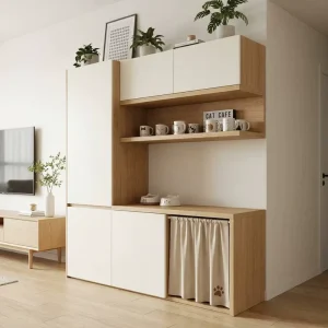Modern Eco Friendly Multifunctional Cat Sideboard with Sleeping Module and Large Storage Custom Particle Board Buffet Cabinet