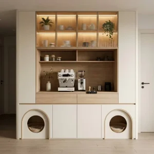 Modern Eco Friendly Multifunctional Pet Sideboard with Integrated Sleeping Modules and Large Storage for Multi Pet Families