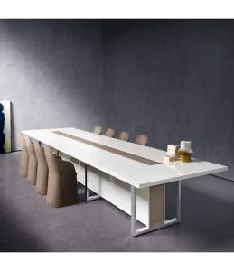 Modern Eco-Friendly Rectangular Shape Top CORIANS Solid Surface Conference Table Stainless Steel Legs for Office/Hotel Use