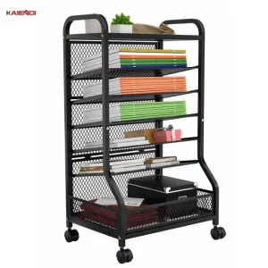 Modern Eco Friendly Stainless Steel 304 Black Office Movable Seven Story Magazine Newspaper Rack 2 Year Warranty for Kitchen