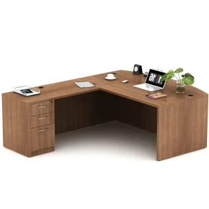 Modern Eco Friendly Wooden L Shaped Executive Office Desk Set with Storage Cabinet 5 Year Warranty