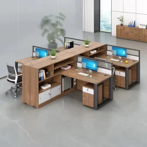 Modern Eco-Friendly Wooden Panel Office Staff Table Design for 2-8 Person Workstations with Cubicles