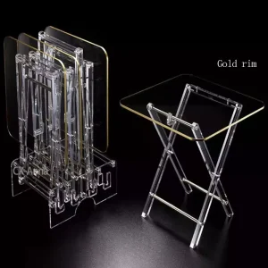 Modern Eco friendly 4 Pcs Folding Tea Table Set Rectangle Transparent Clear Acrylic Tray Table Home Furniture