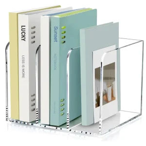Modern Eco friendly Acrylic Magazine Rack Desk Organizer Work Area Sorter Transparent End Document Sorter with Customized Logo