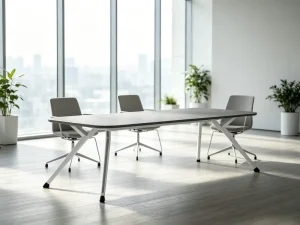 Modern Eco friendly Powder Coated MDF Rectangle Conference Table X Shape Metal Legs Durable Design Commercial Office School Use