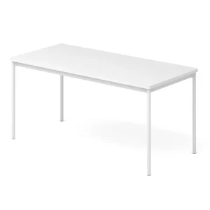 Modern Eco friendly White Rectangular Training Table Powder Coated MDF Top Slim Steel Legs for Training Offices