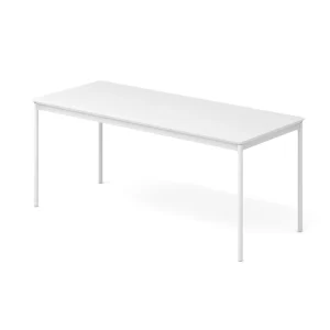 Modern Eco friendly White Rectangular Training Table Powder coated MDF Top Slim Steel Legs for Training Offices