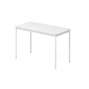 Modern Eco friendly White Rectangular Training Table with Smooth MDF Top and Slim Steel Legs for Training Rooms Schools Offices