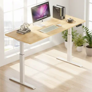 Modern Electric Height Adjustable Home Office Desk Solid Wood Standing Computer Desk for SOHO Remote Work