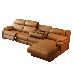 Modern Electric Hot Recliner Genuine Leather Corner Sofa Set L Shape Home Theater Fabric Multifunctional Living Room Furniture