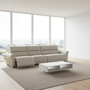 Modern Electric Power 3 Seater Genuine Leather White Recliner Sofa Couch for Hotel Villa Living Room Furniture