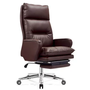 Modern Electric Reclining Ergonomic Office Chair with Genuine Leather and Aluminum Base